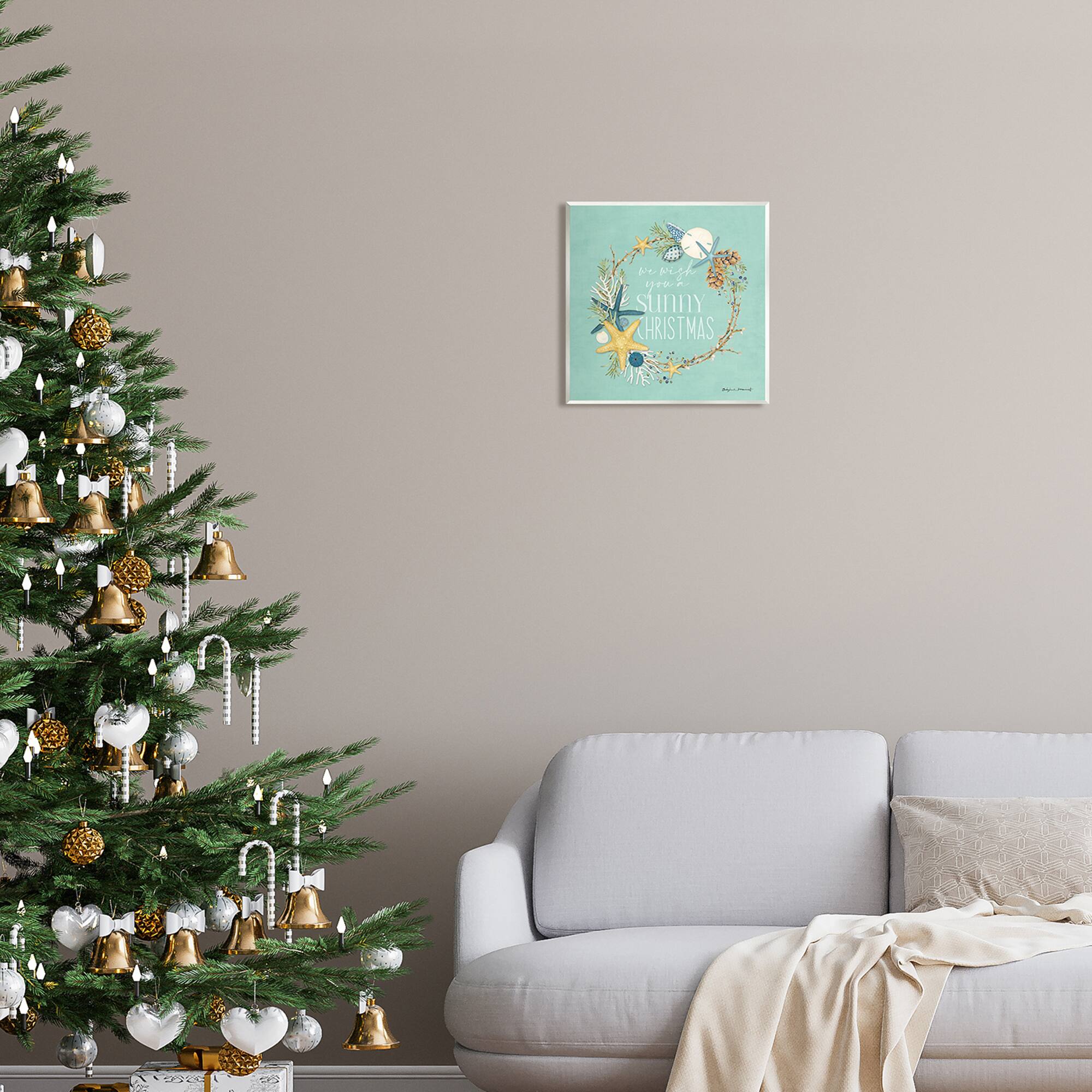 Stupell Industries Wish You A Sunny Christmas Wreath Wall Plaque Art